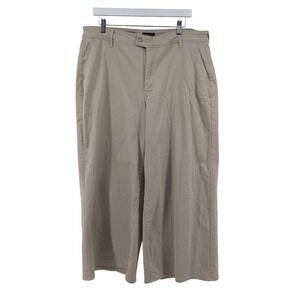 NYDJ Pants Wide Leg Cropped 14 Tan Women High Rise Relaxed Casual Trouser